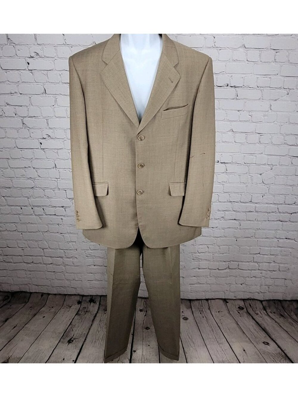 Emidio Tucci El Corte Ingles Tan Italian Wool Full Suit Size 54L US 44L (35x32)